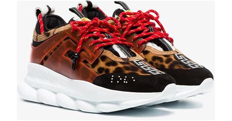 versace leopard chain reaction sneakers|authentic Versace chain reaction sneakers.